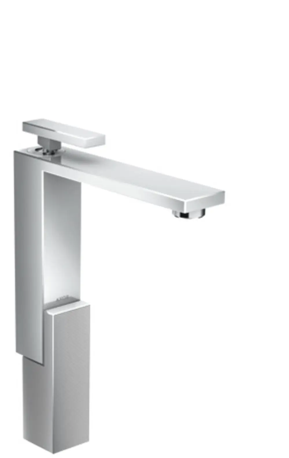 Einhebel-Waschtischmischer in Chrom-Optik von AXOR mit einer geraden, flachen Armatur und Push-Open Ablaufgarnitur, geeignet für moderne Aufsatzwaschtische.